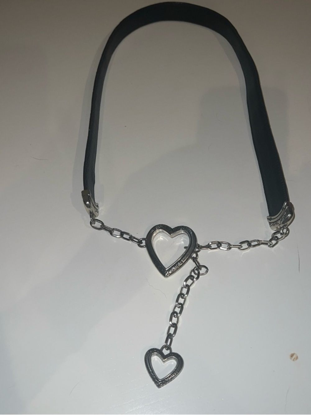 Vintage Brighton Hook Heart Chain Belt Brown Leather Small